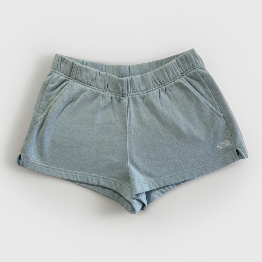 The North Face Half Dome Fleece Shorts Light Blue Standard Fit Pockets Women's L